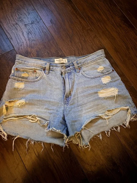 Abercrombie & Fitch Light Blue Distressed Denim Cutoff Shorts - Picture 1 of 1